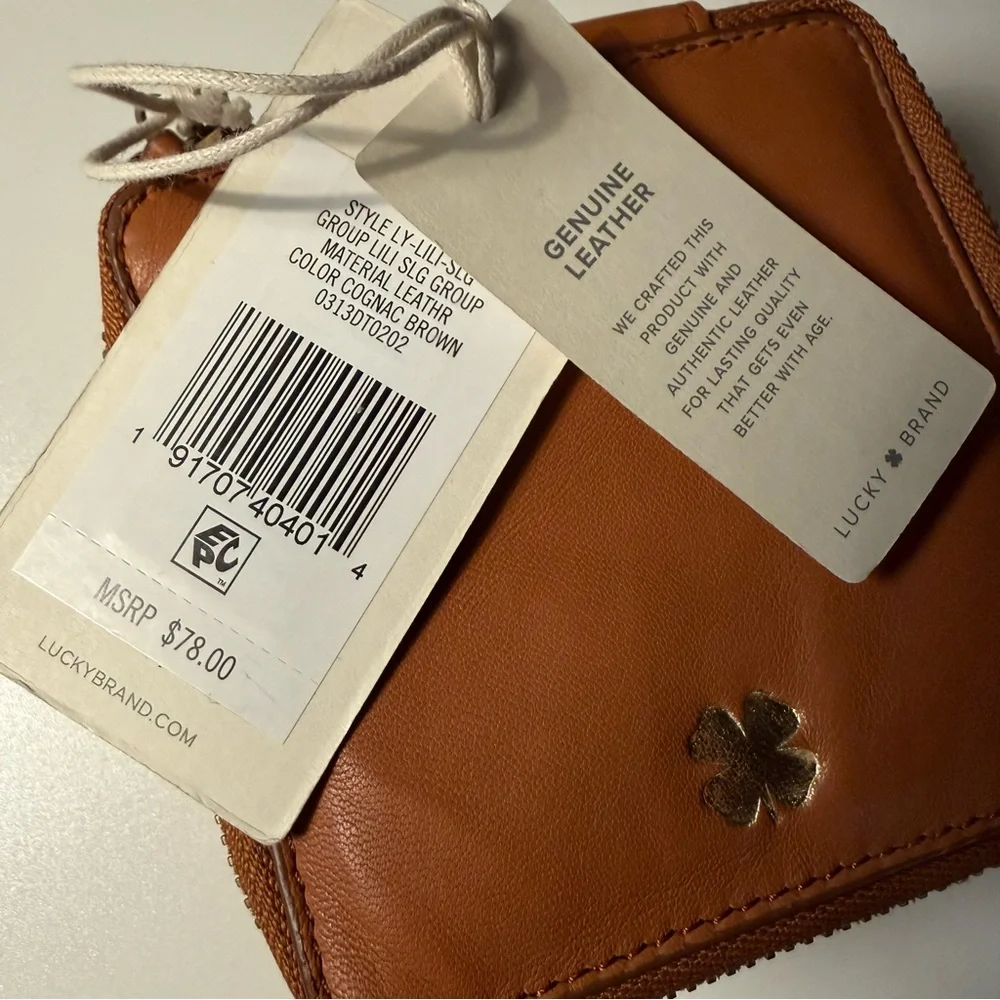 LUCKY BRAND Leather Jewelry Case in Cognac Brown
